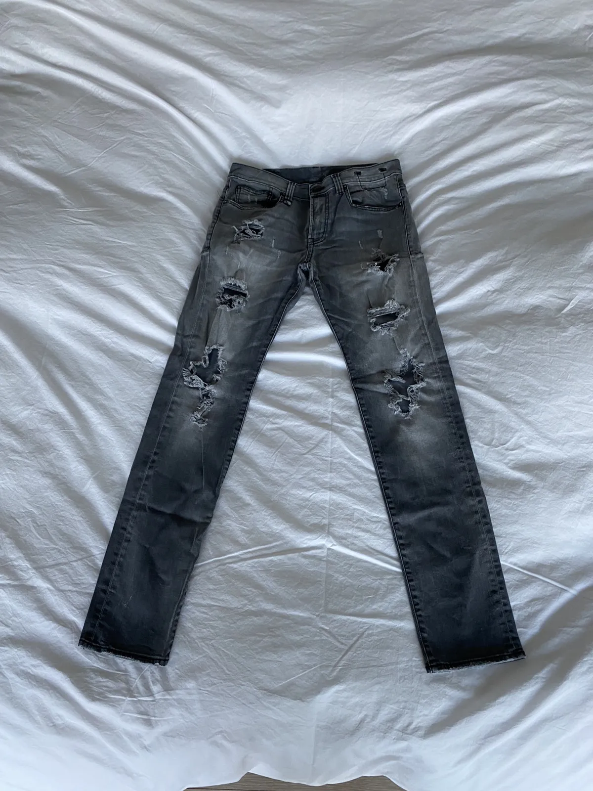 Men’s R13 Shredded Grey Skate Jeans