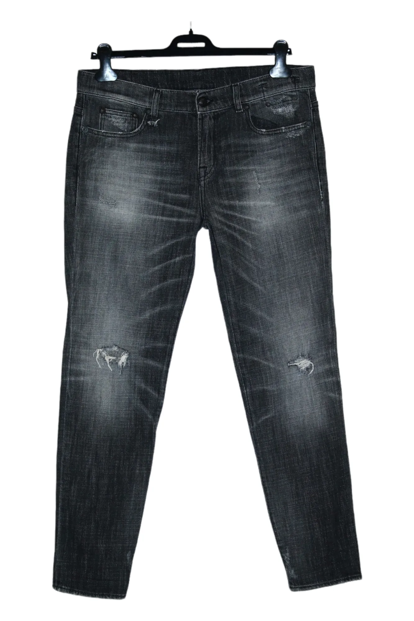 R13 Relaxed Skinny Destroyer Light Wash Fading Denim Jeans