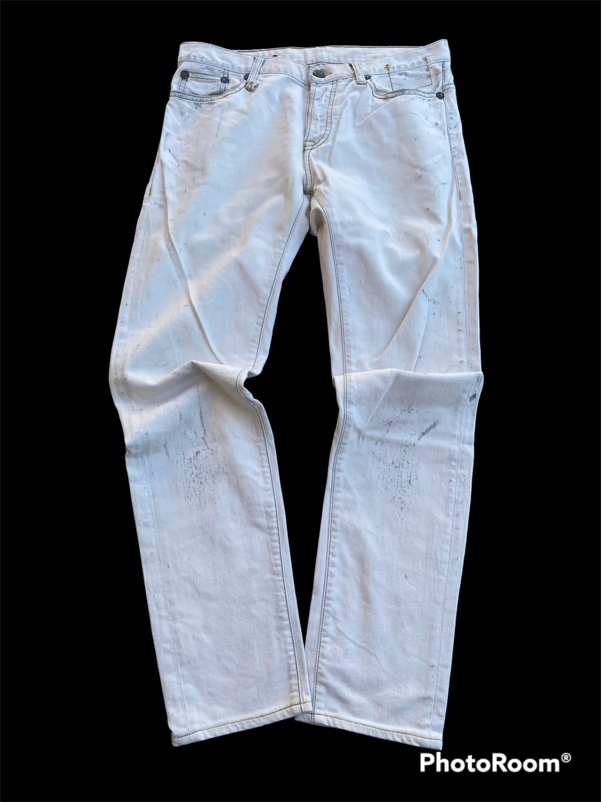 painted denim low skinny jeans