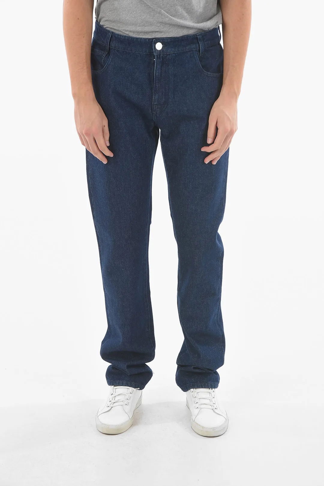 Raf Simons Dark-Wash Slim Fit Jeans With Logo