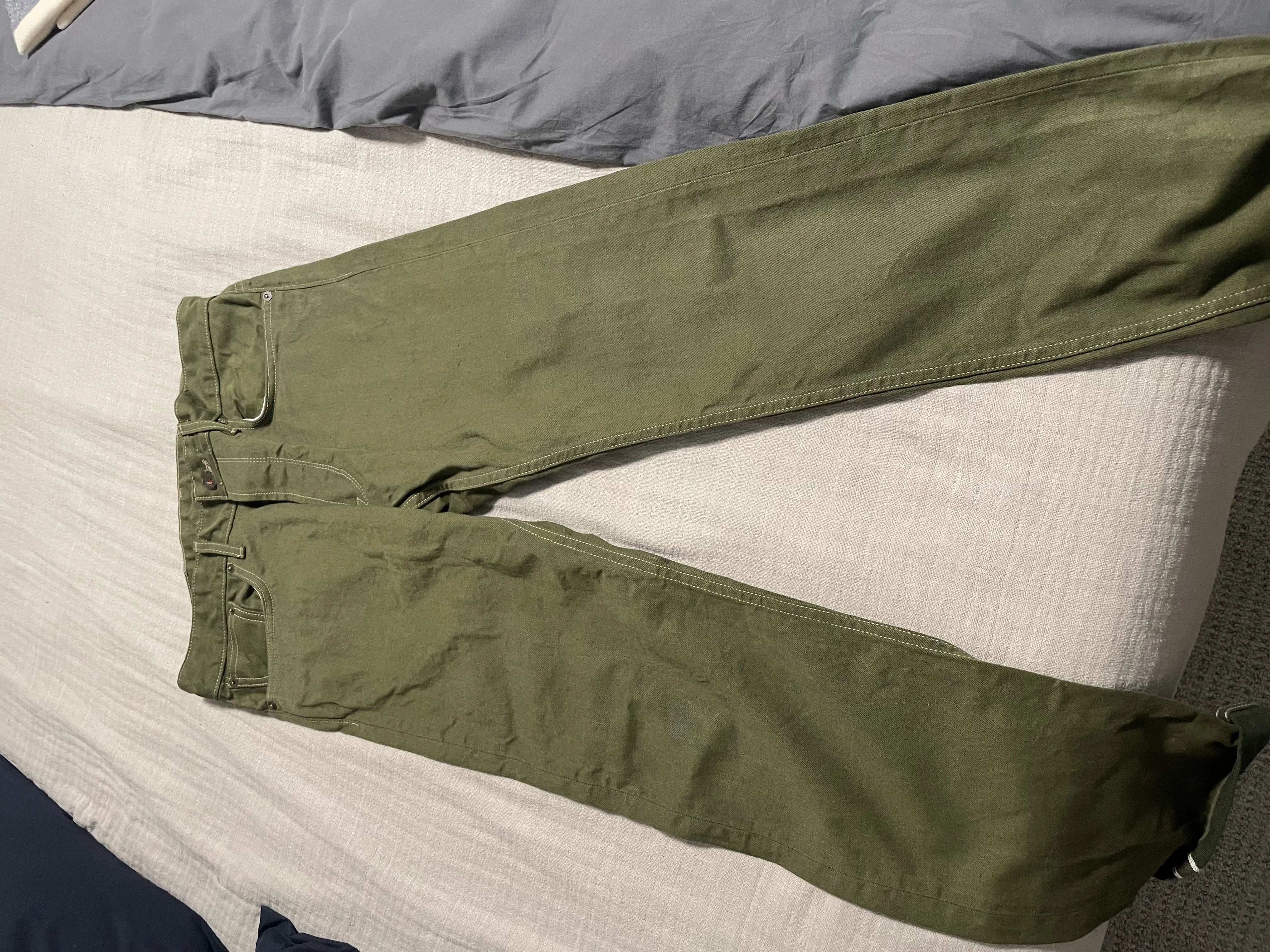 Railcar X060 Spikes Taper- 13.5 Oz Olive- Size 33