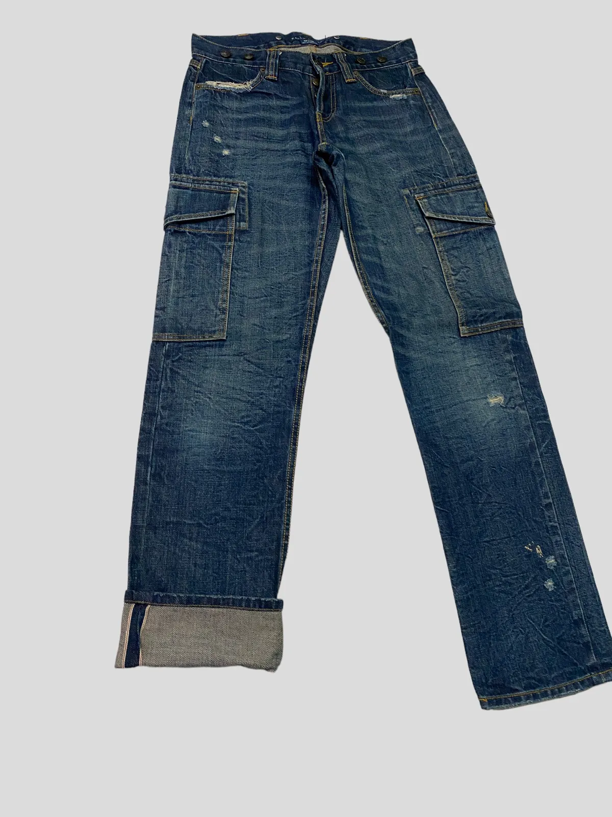 CARGO RALPH LAUREN MULTIPOCKET LOW WAIST DISTRESSED DENIM