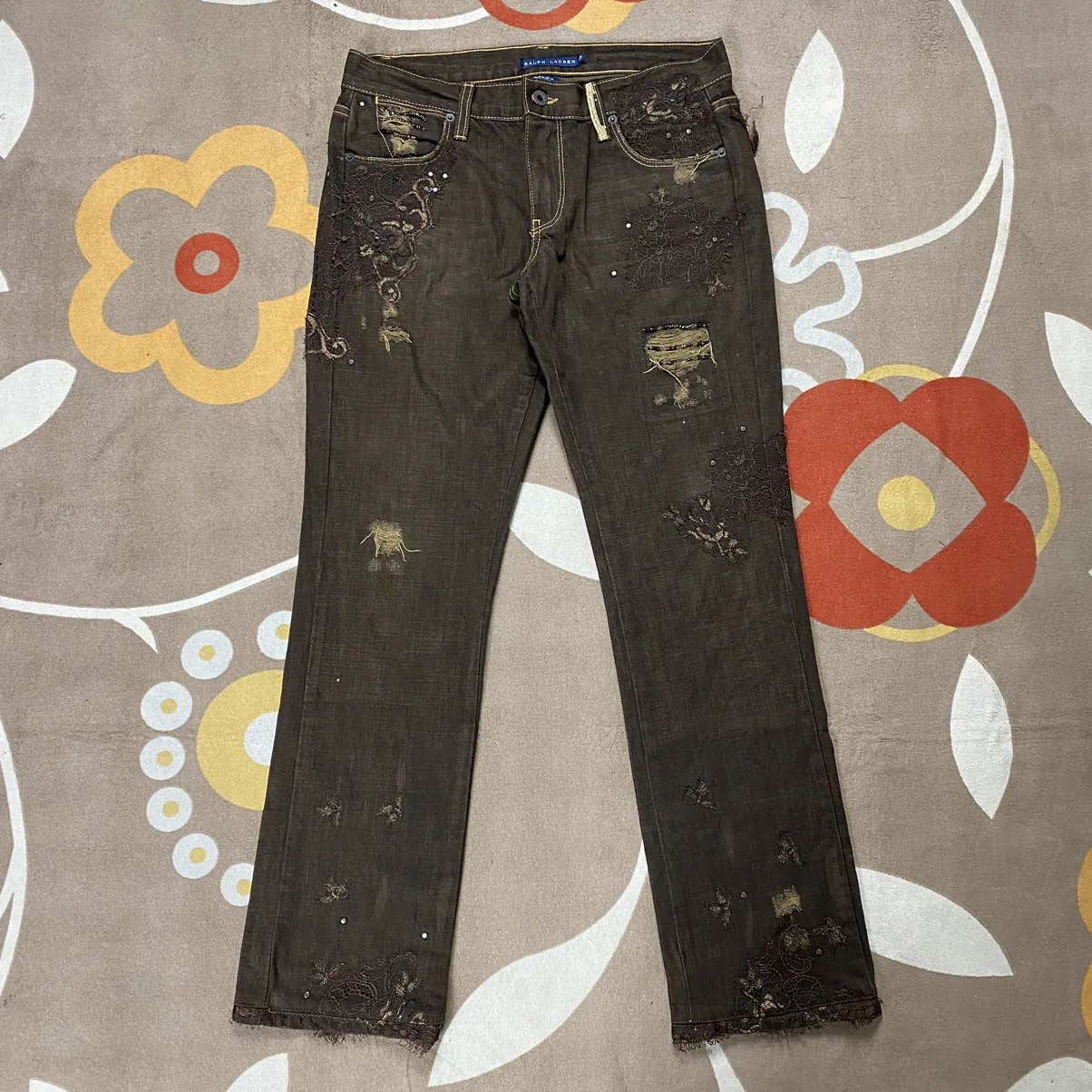 Ralph Lauren Distressed Studded Pants