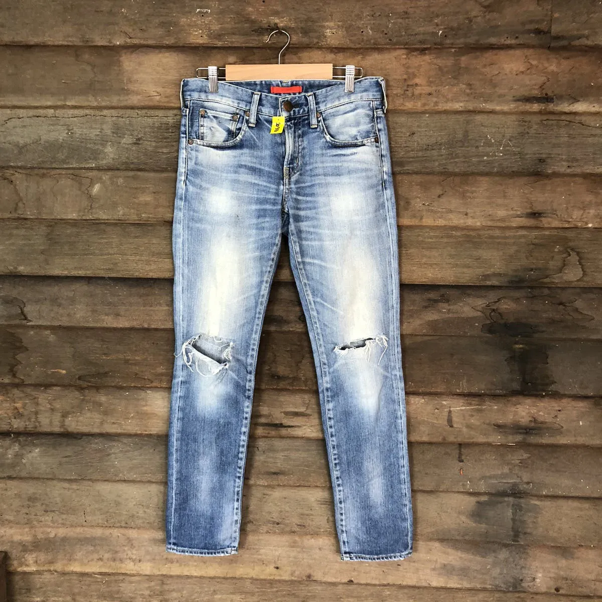 Red Card Blue distressed Denim Pants #4605