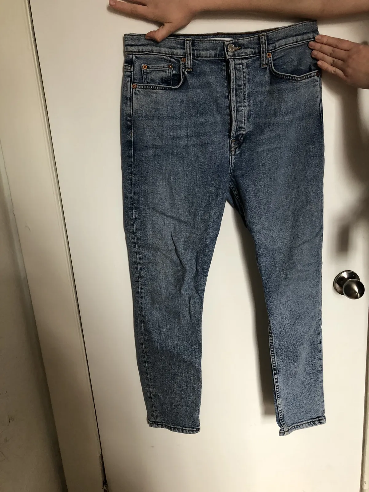 Re/Done High Waisted Blue Jeans Light Wash