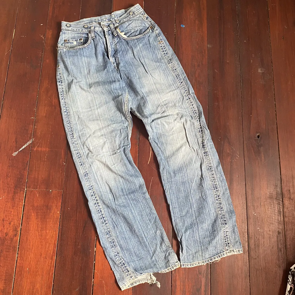 Replay carpenter jeans denim suspenders distressed