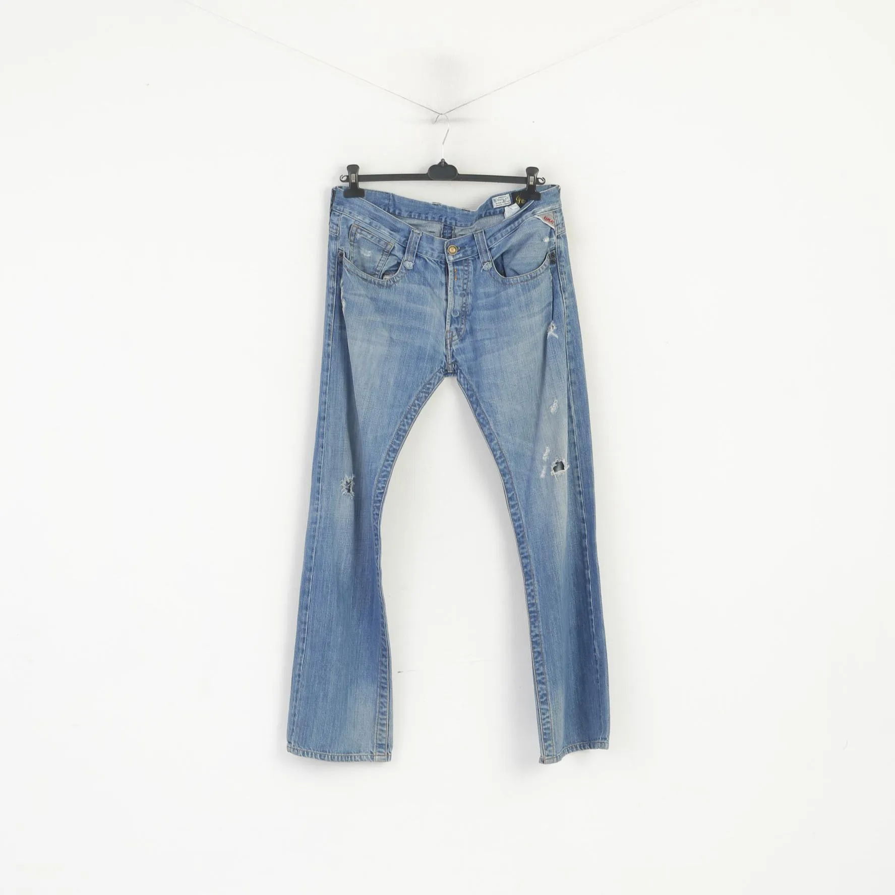 Replay Men 36 Trousers Blue Denim Cotton Straight 0603