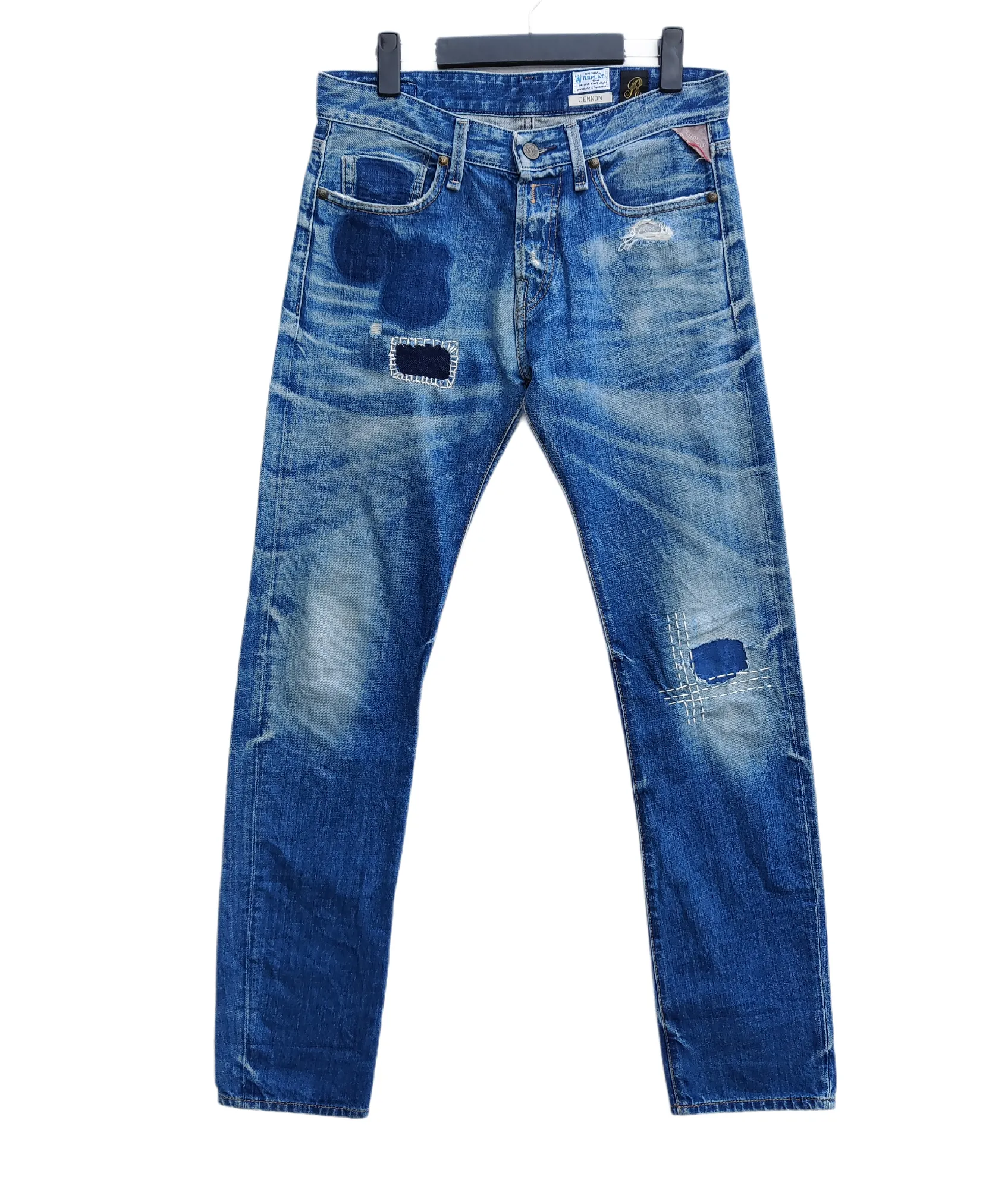 Replay Distressed Denim Patchwork Jeans