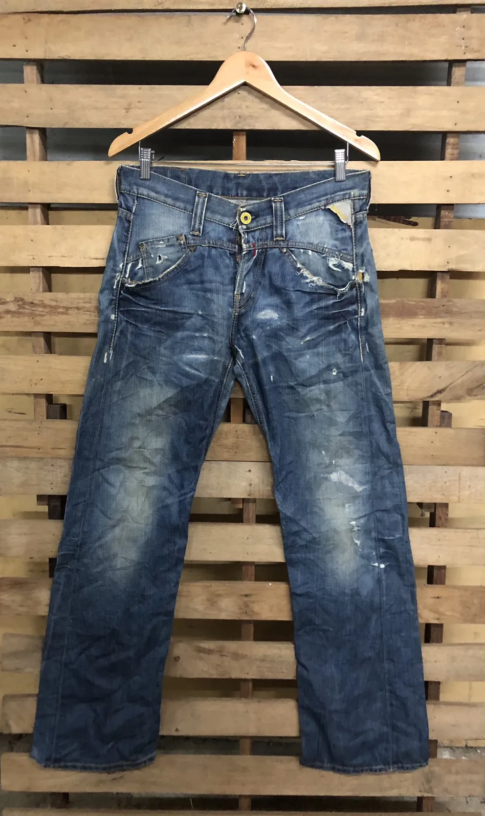 Replay Distressed Butterfly Button Denim Jeans Made Romania