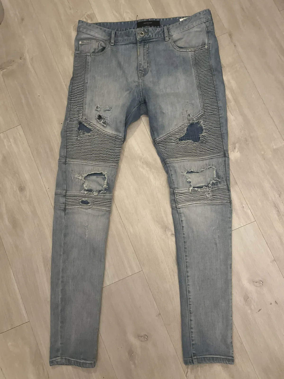 Represent biker denim jeans