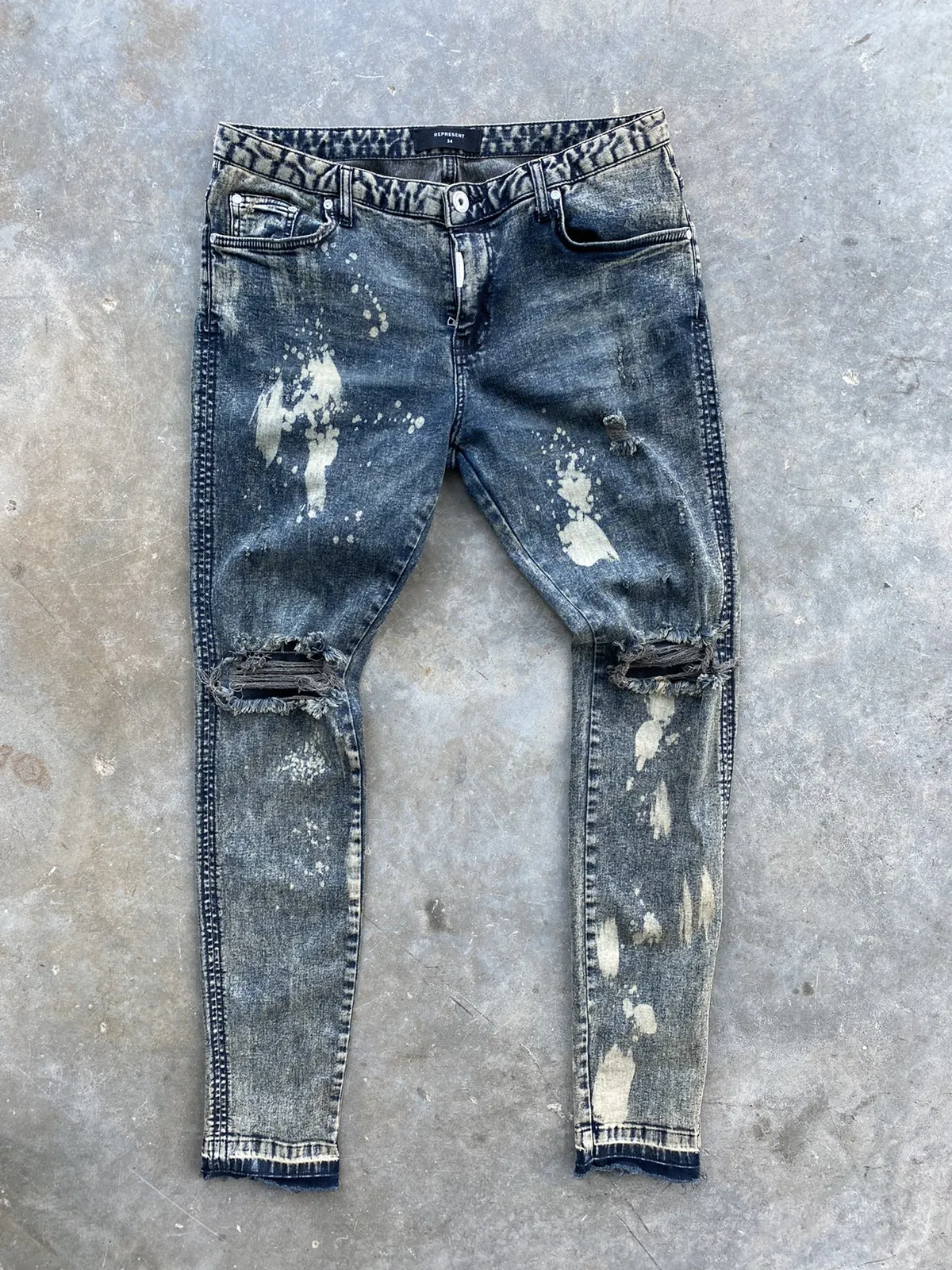 Represent Clothing Thrashed Mud Denim Jeans Sz. 34 ❄️🥣 Clo UK