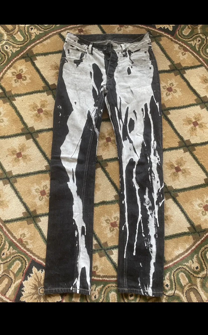 Rick Owens bleach vomit denim
