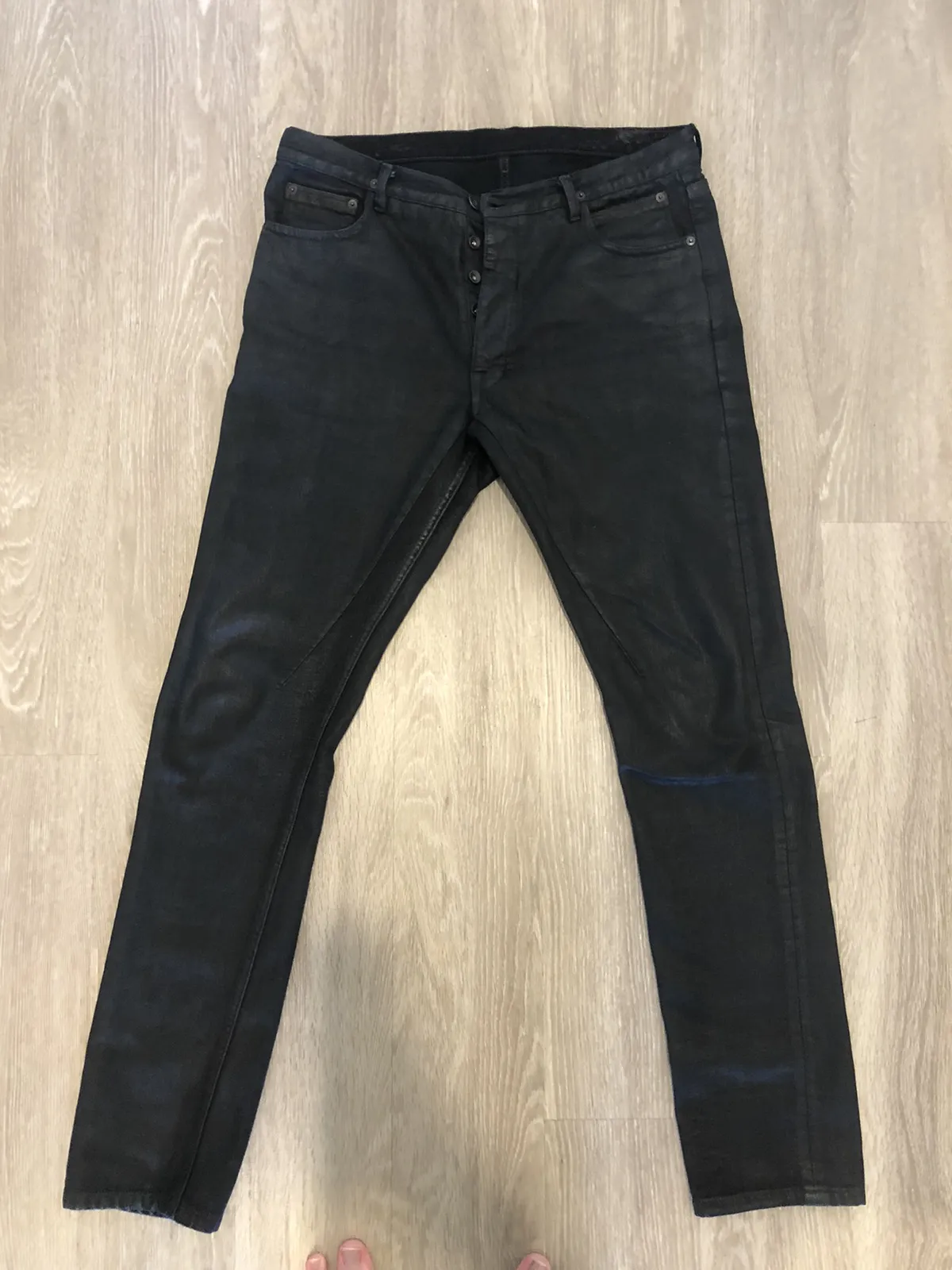 Rick Owens DRKSHDW Black Wax Torrence Slim Jeans