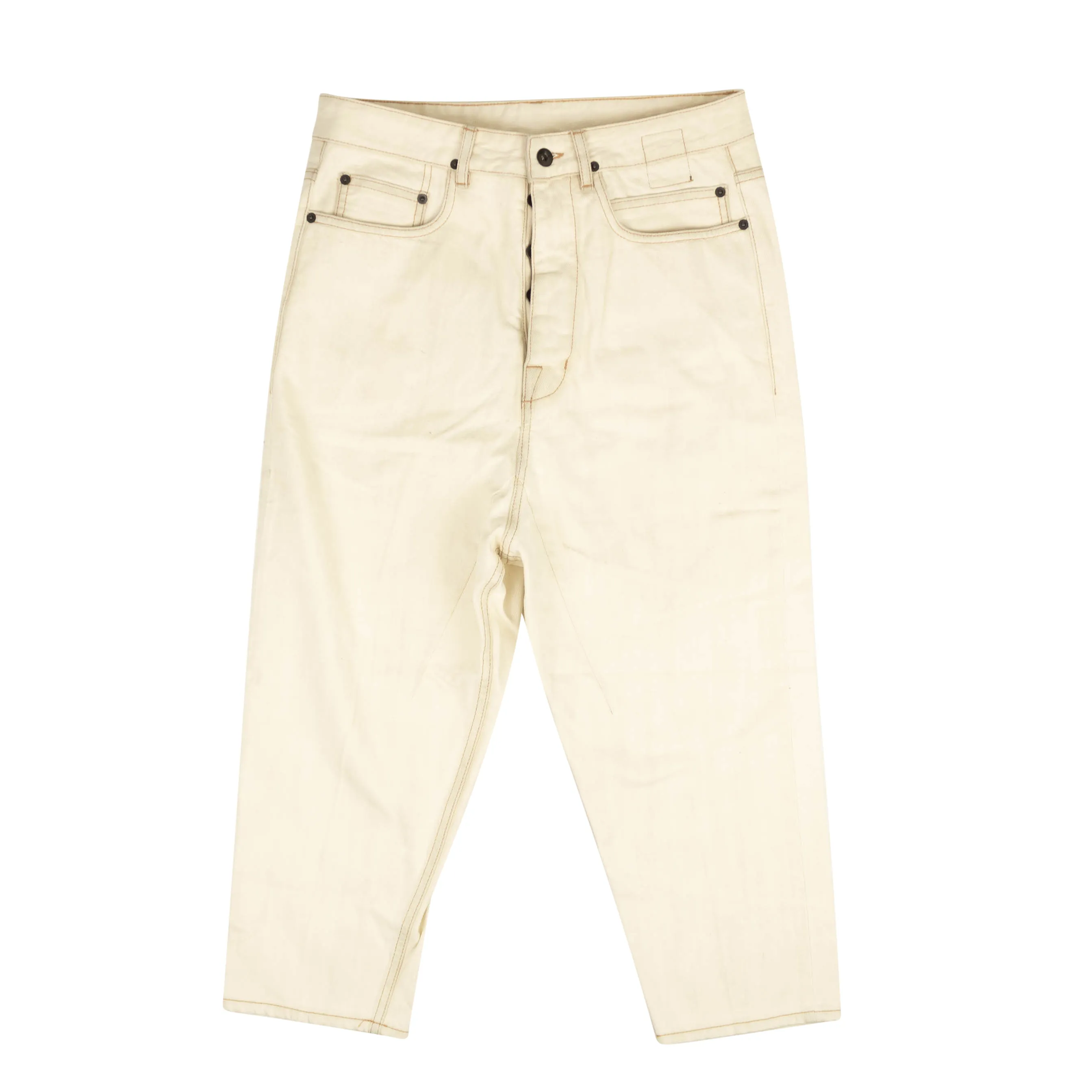 White Collapse Cut Denim Pants Size 36/46