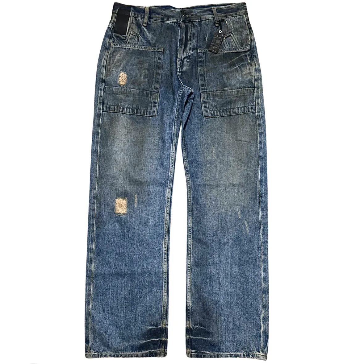 Rick Owen Slab Blue Mudwash Cargos Denim