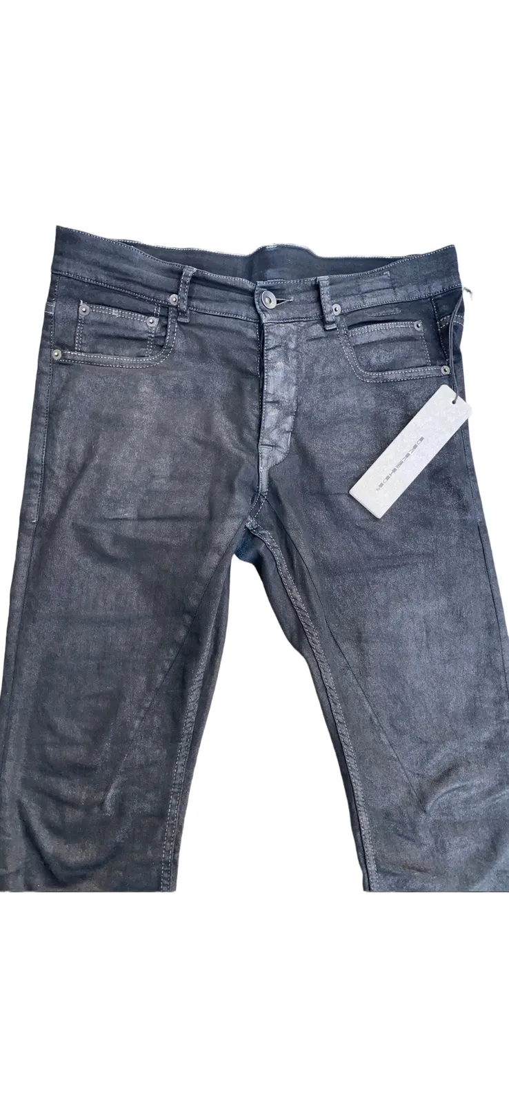 RICK OWENS DETROIT CUT WAXED DENIM S/S 2015