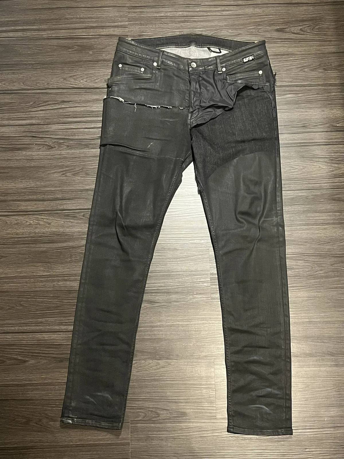 Rick Owens Phlegethon Waxed Skinny Combo Tyrone Cut Denim