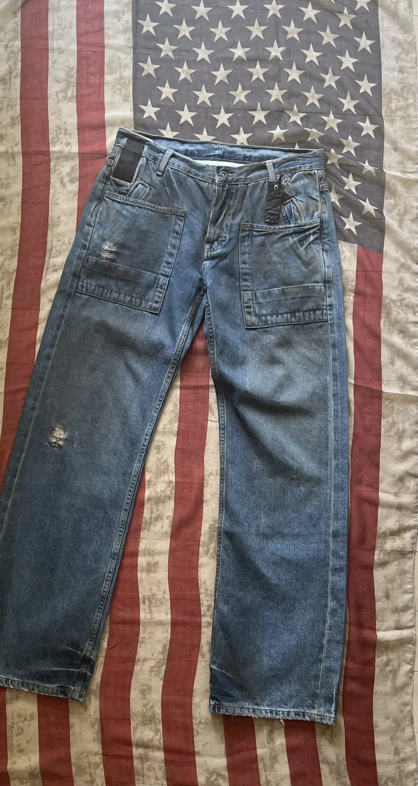 RICK OWENS "SLAB" HEAVY WAXED & DISTRESSED MUDWASH Denim