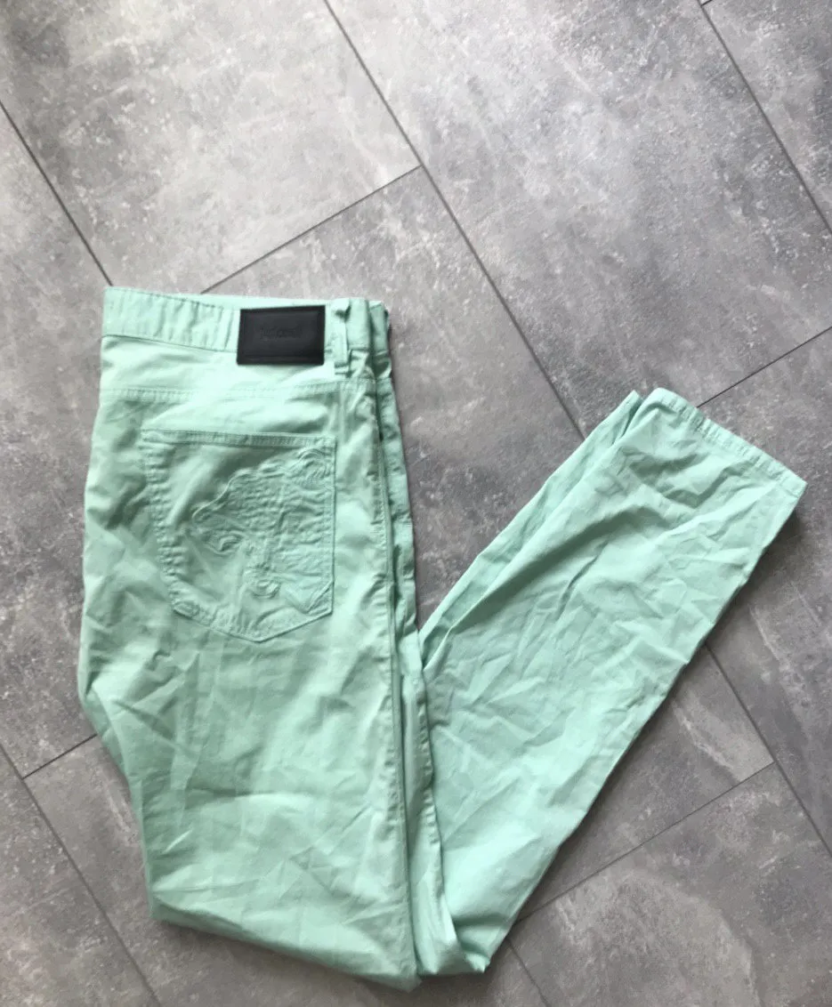 Just Cavalli Turquoise skinny jeans tiger logo pants