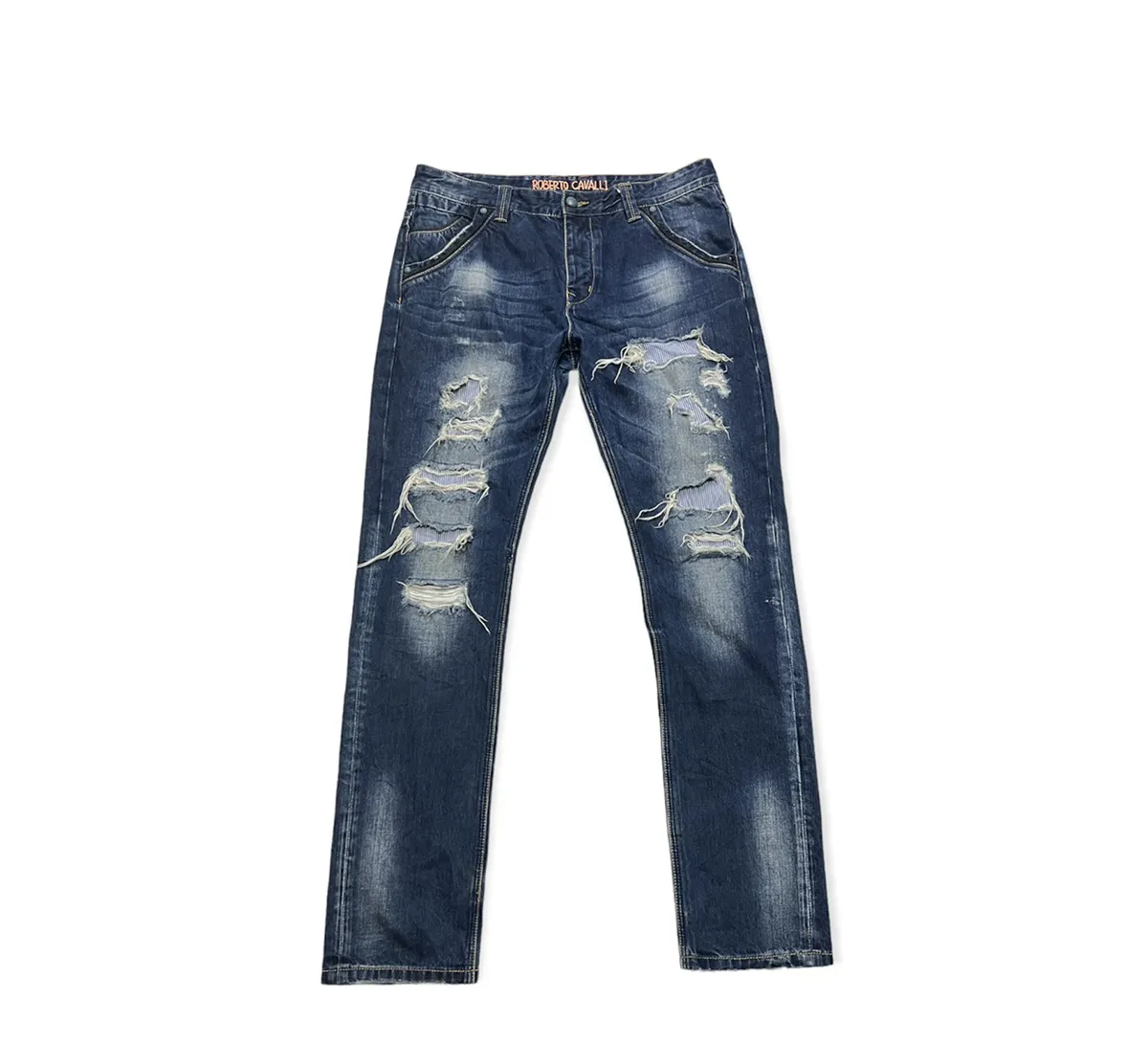 ROBERTO CAVALLI DISTRESSED DENIM PANTS