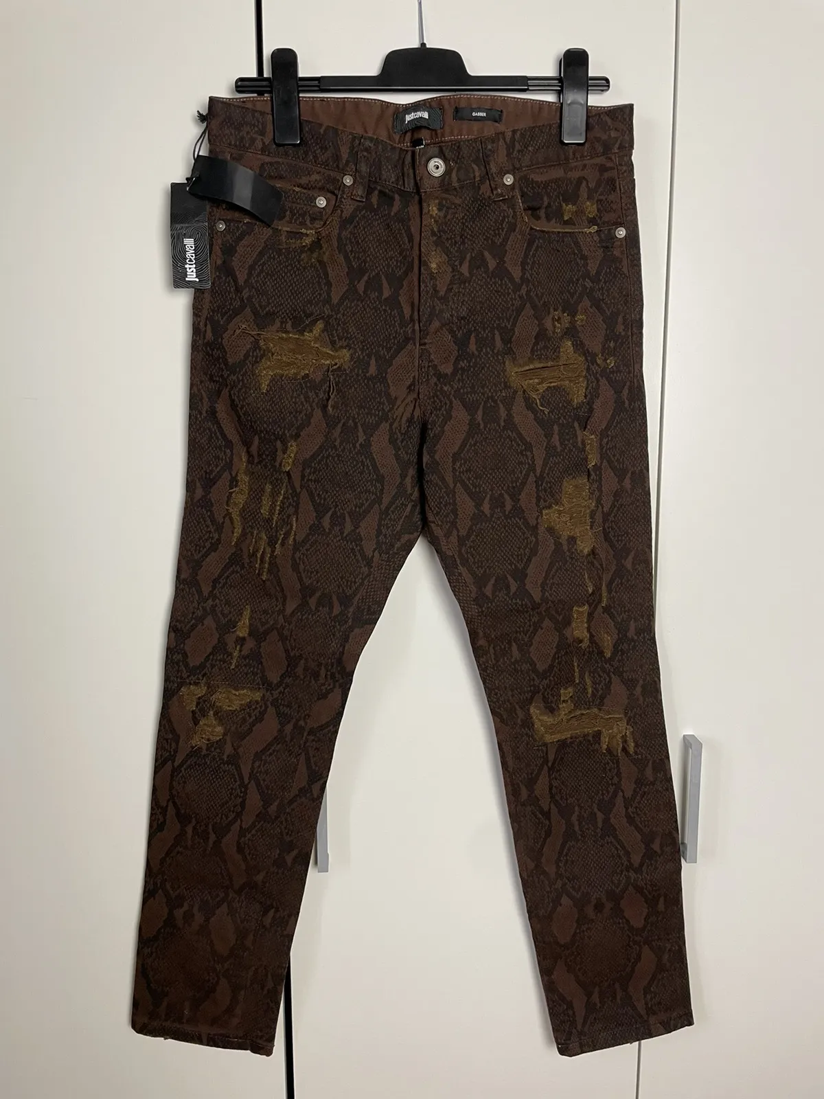 Snakeskin distressed Cavalli jeans