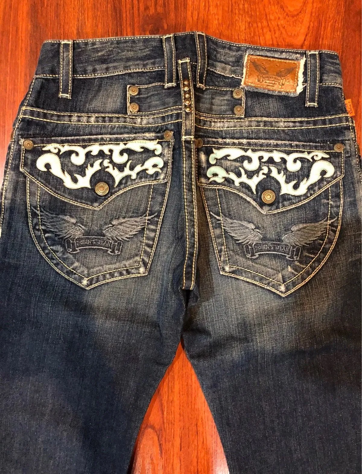 NEW ROBINS JEANS TURQUOISE SZ 28