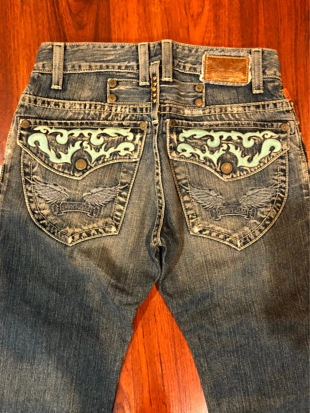 NEW ROBINS JEANS TURQUIOSE BOOT CUT 28