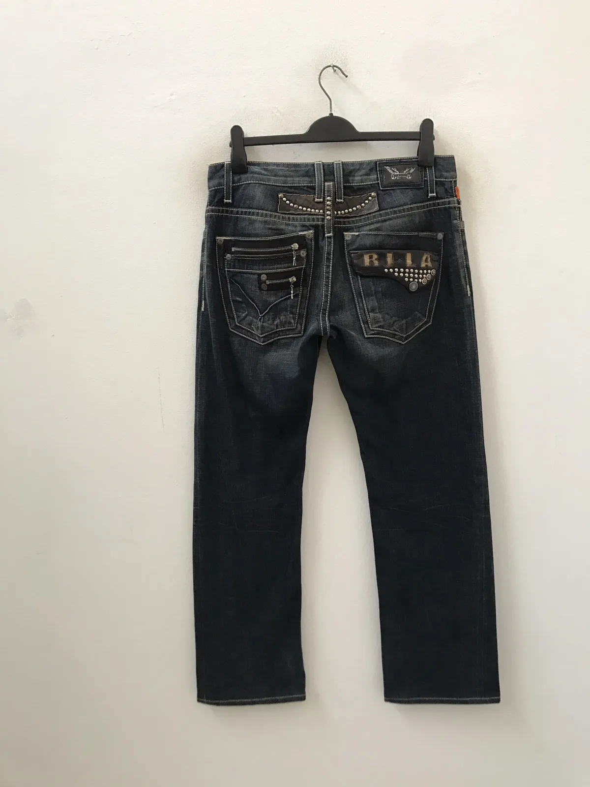 Leather Studded Selvedge Denim Jeans