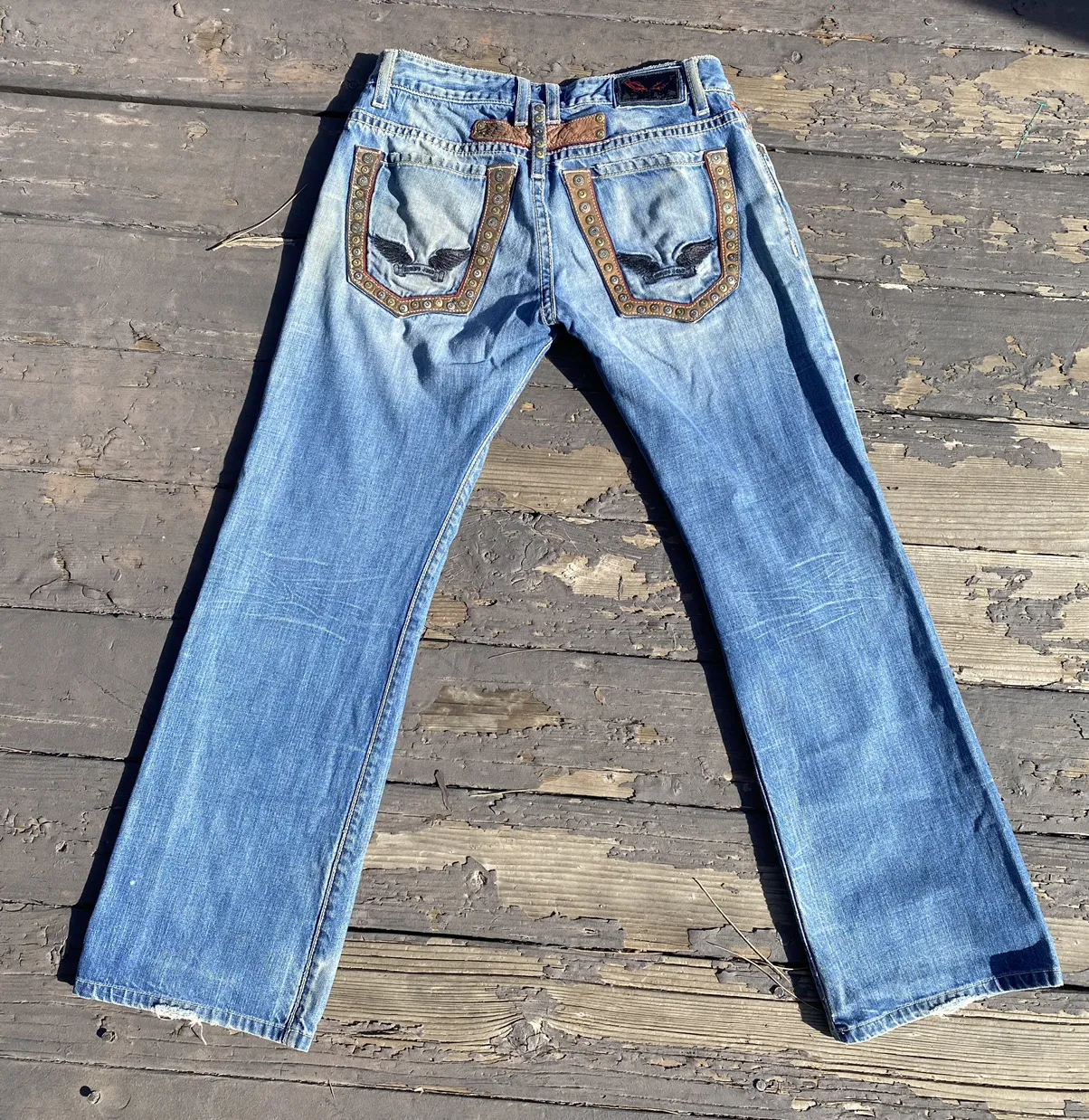Robins jeans distressed light wash denim