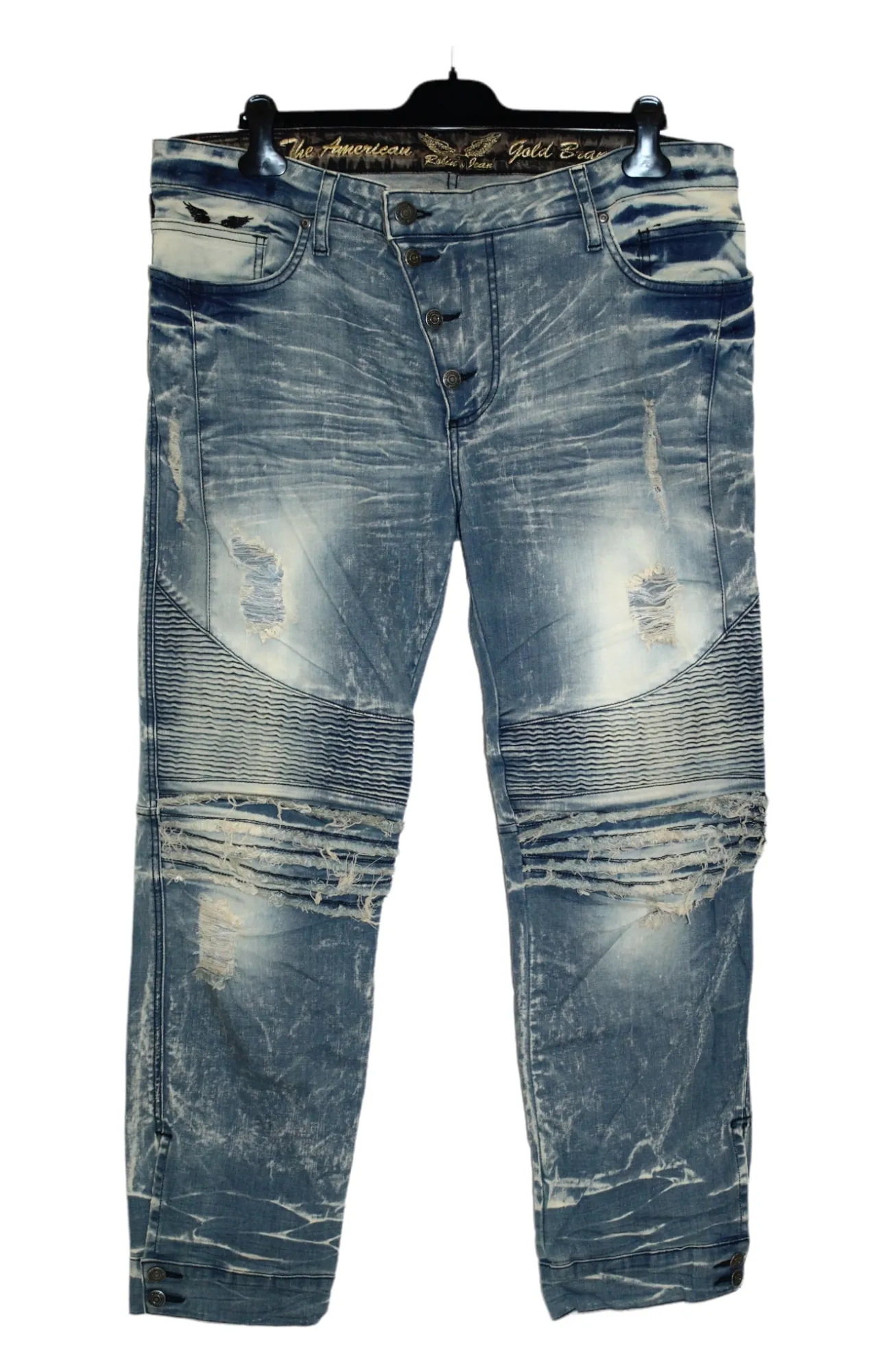 VTG Robins Jeans Faded Denim Cropp Tapered Biker Jeans