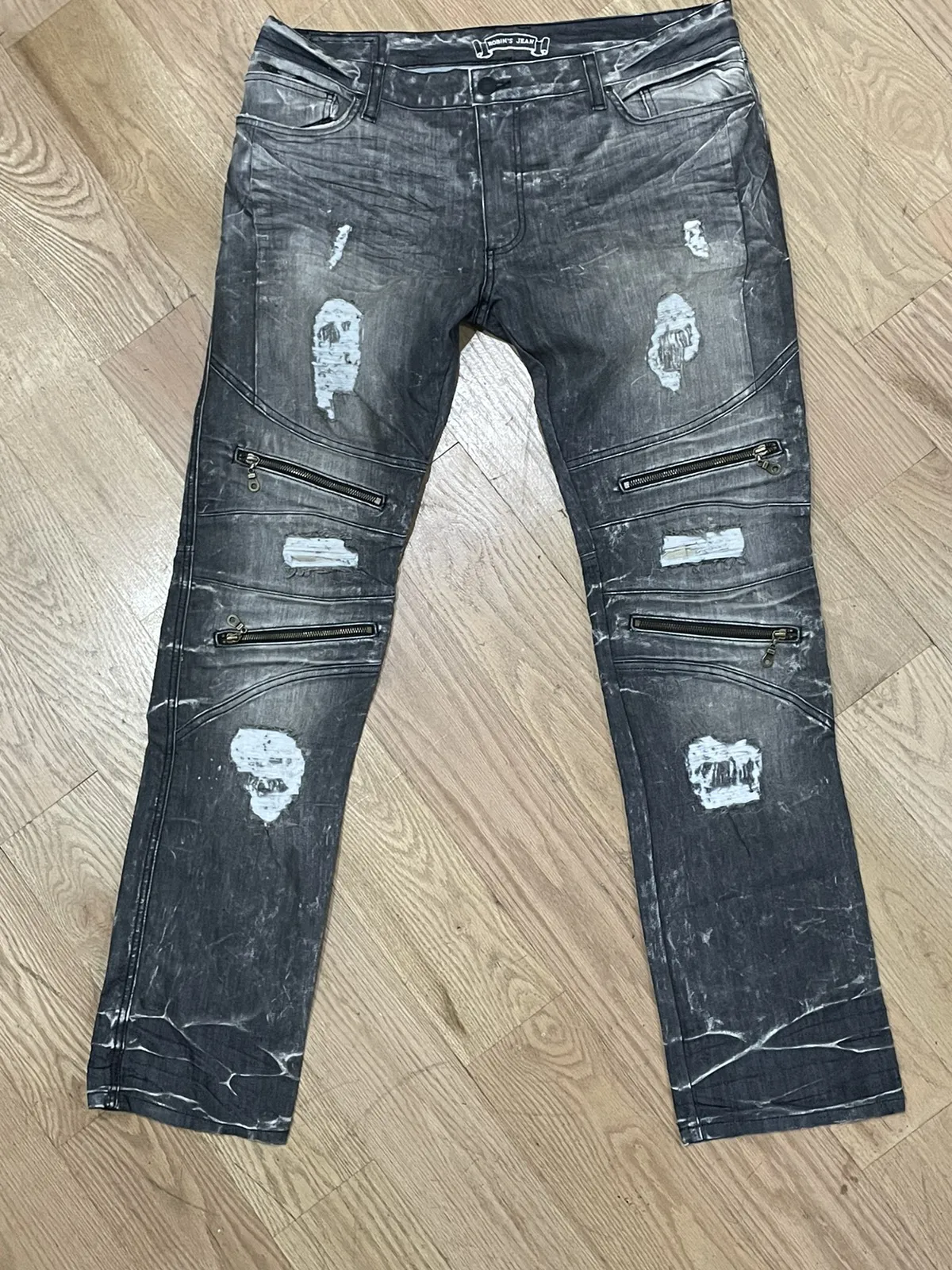 Ripped zipper robin jeans