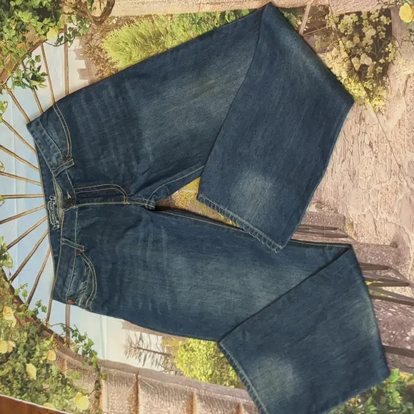 Robins jeans long flap bronze studded pockets size 32
