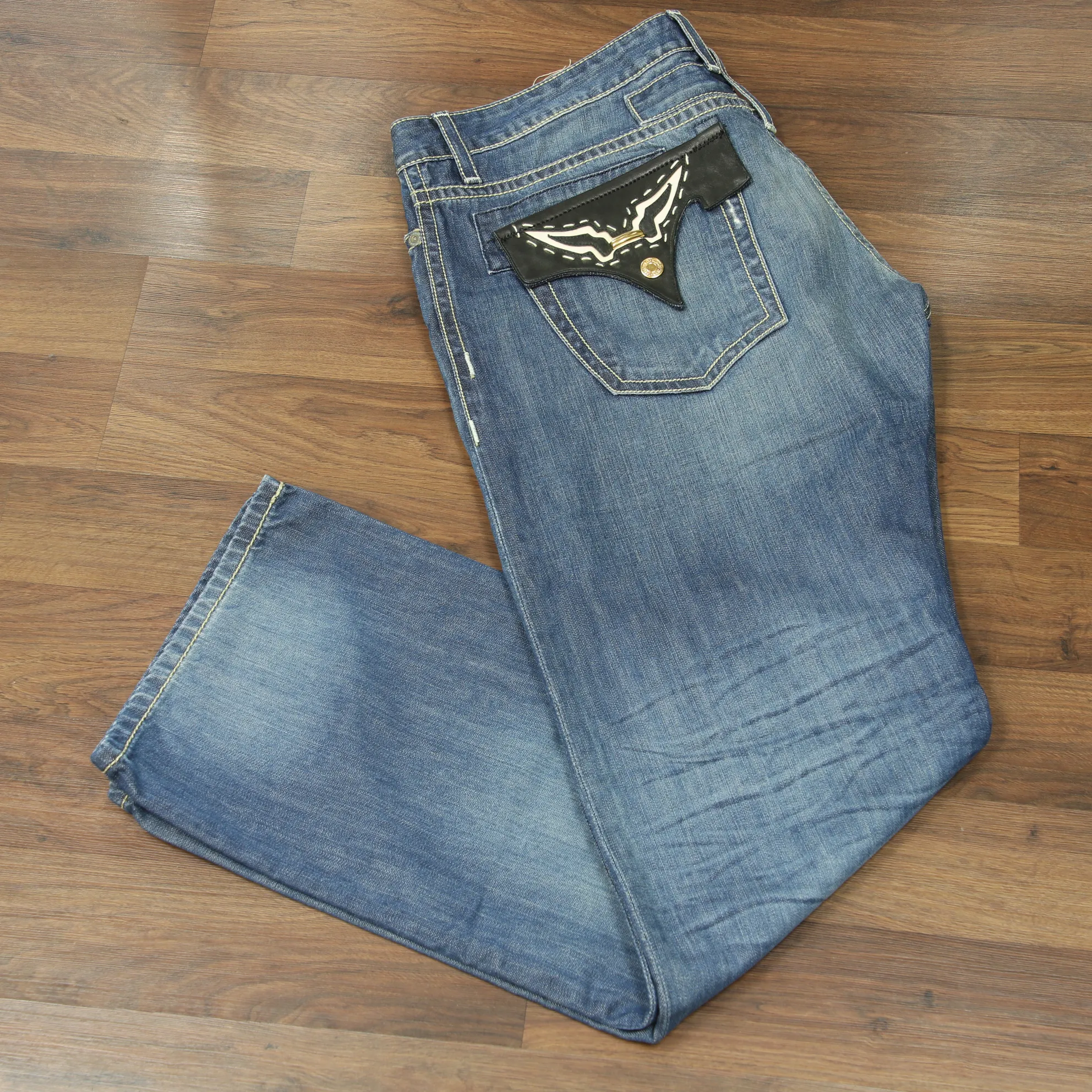 Men's 'Buffalo Bill' Leather Flaps with Gold Detail