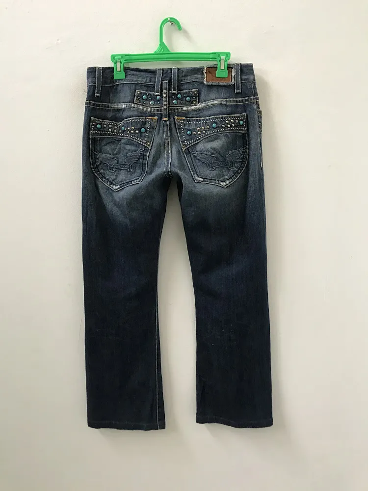 ROBINS JEANS Made in Usa Slightly Rips Studded Denim