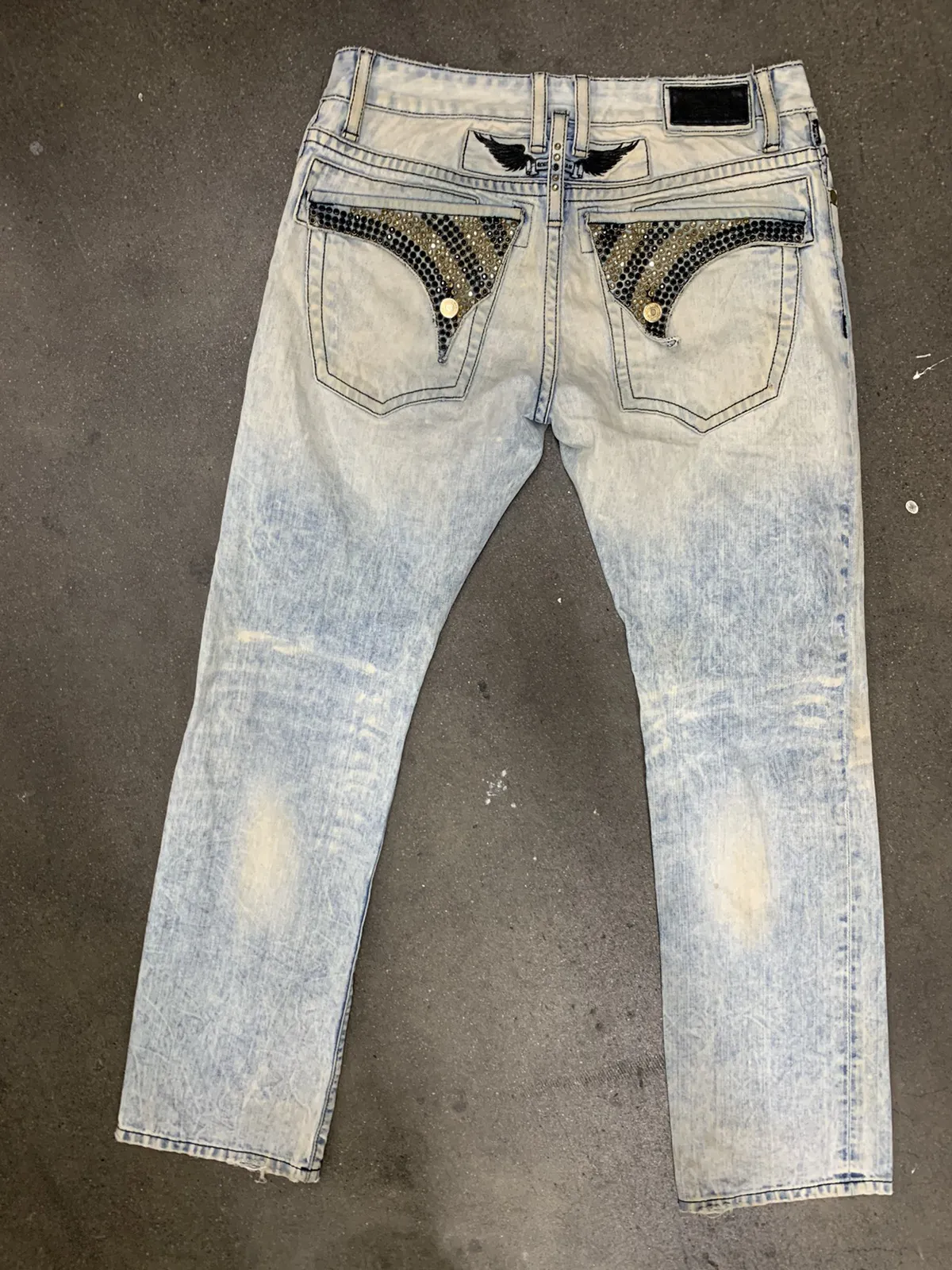 Vintage Robins Jeans Acid Wash Embellished Jeans