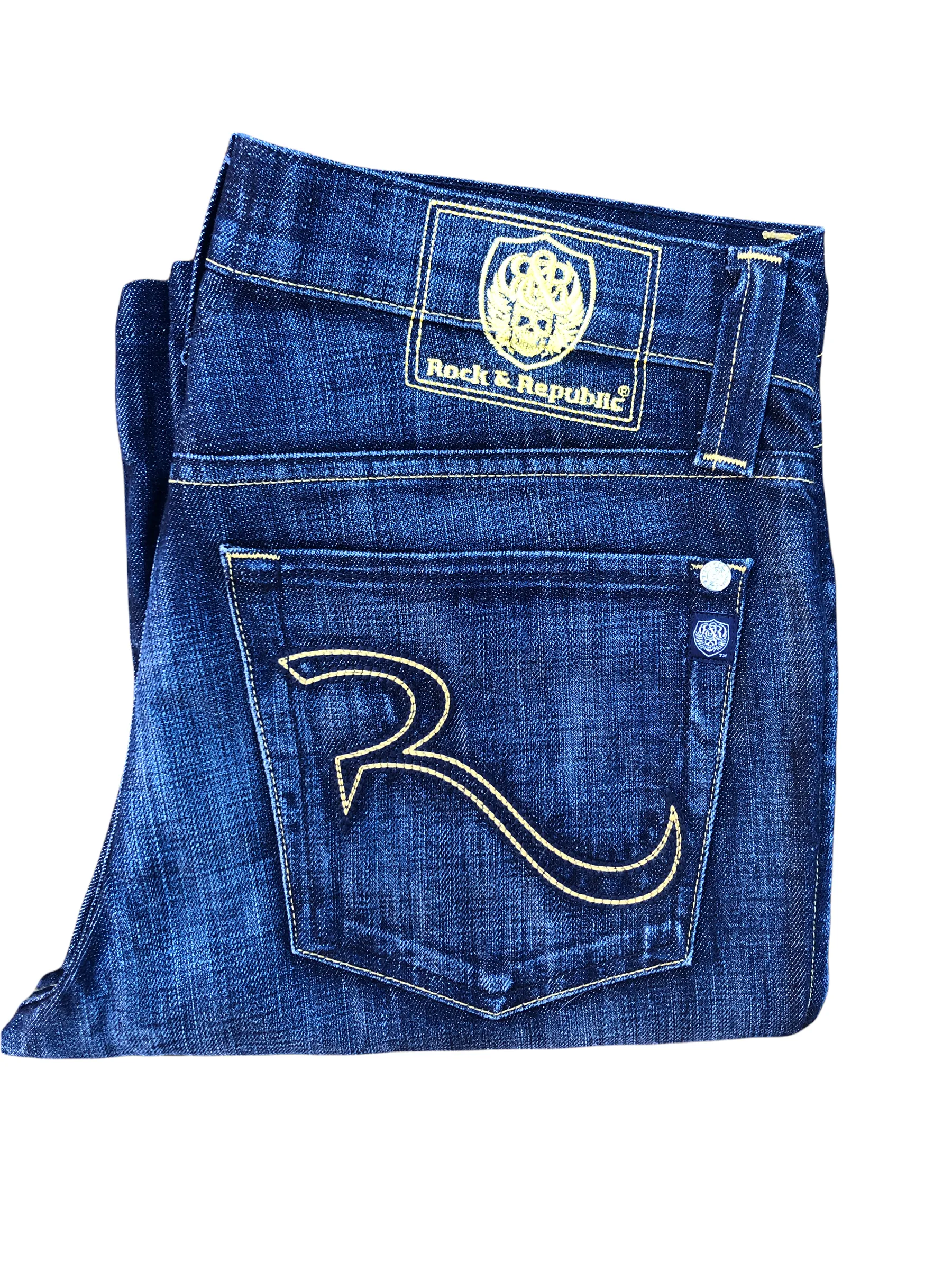 Vintage Rock & Republic Jeans Size 33 Yellow & Blue