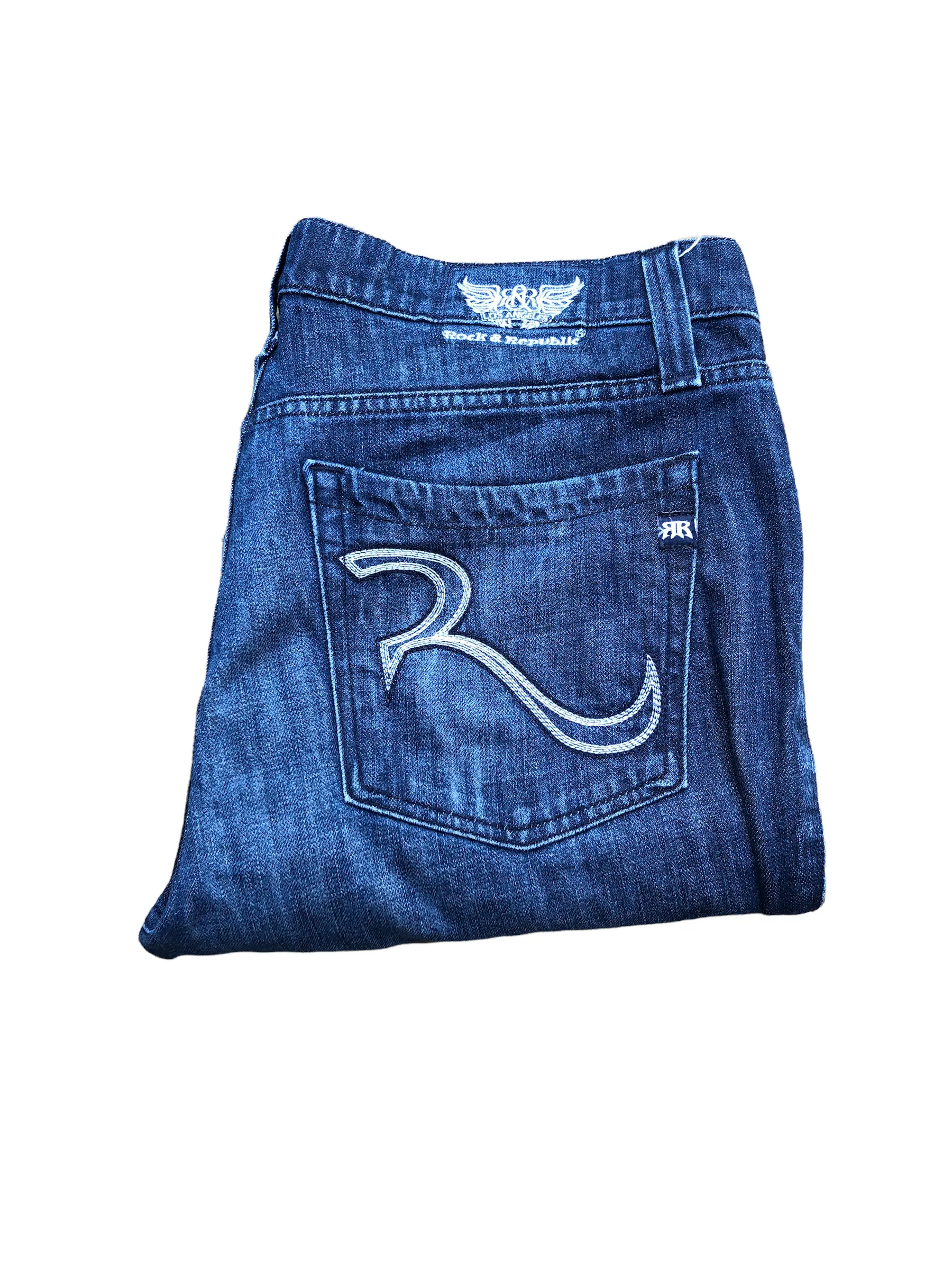 Vintage Rock & Republic Embroidered Jeans Size 38 Blue