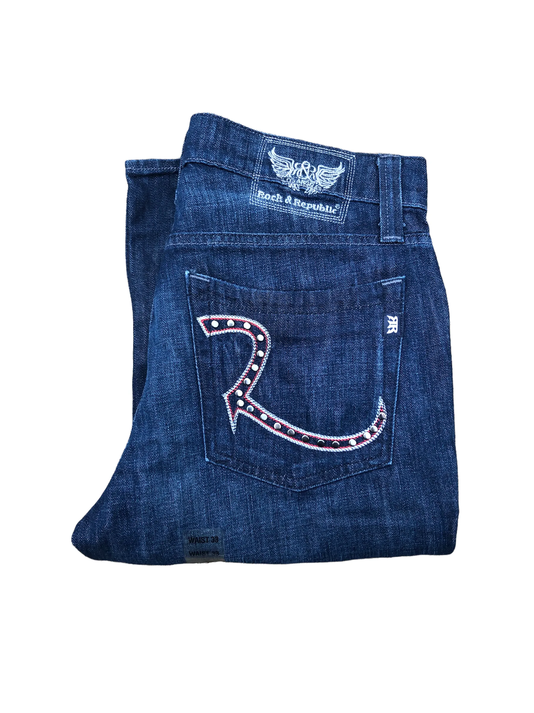Rock & Republic Embroidered Jeans Size 33 FLOYD Blue