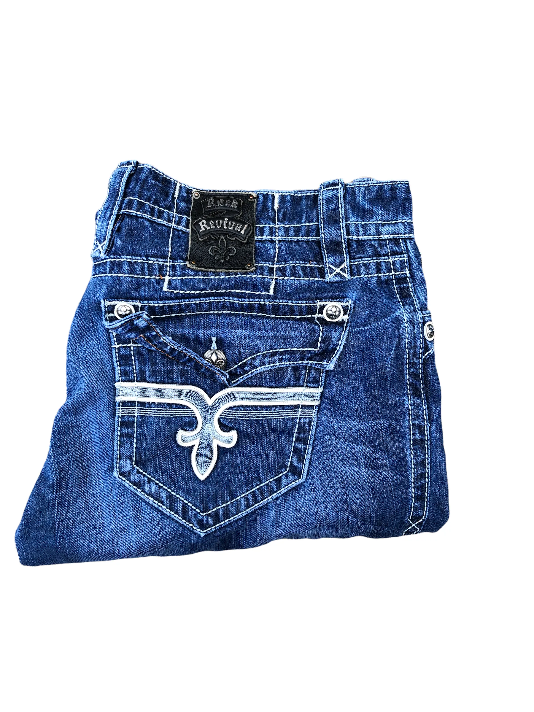 Vintage Rock Revival Embroidered Jeans Size 40 JOHN Blue