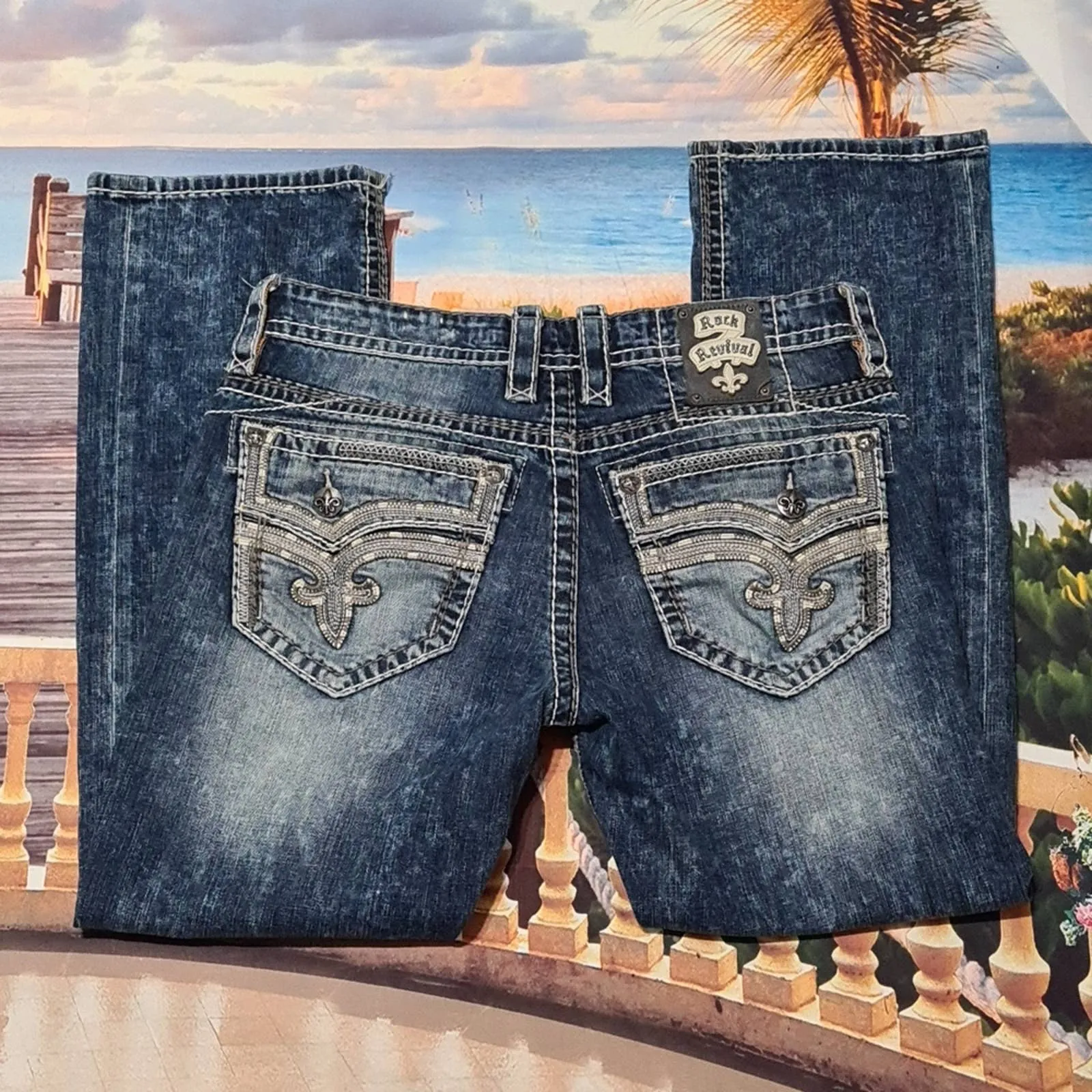 Rock Revival Jeans Teddy Slim Straight Size 34x32