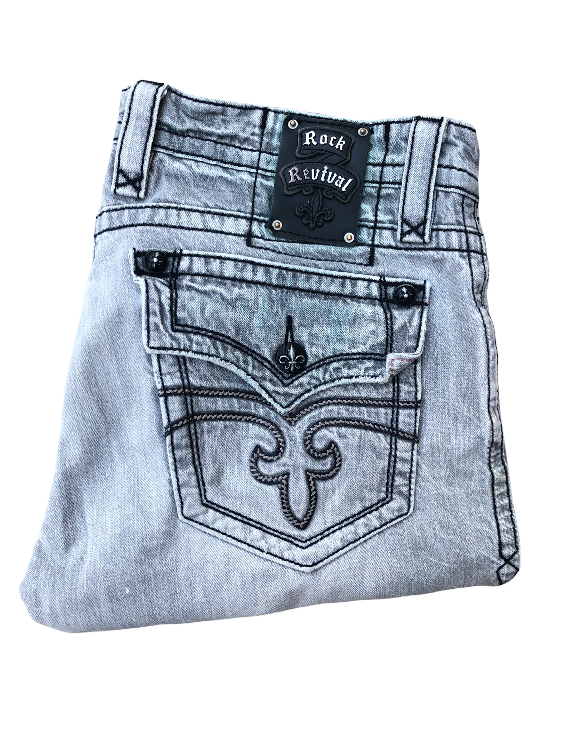 Vintage Rock Revival Jeans Size 36 STEVEN STRAIGHT Gray