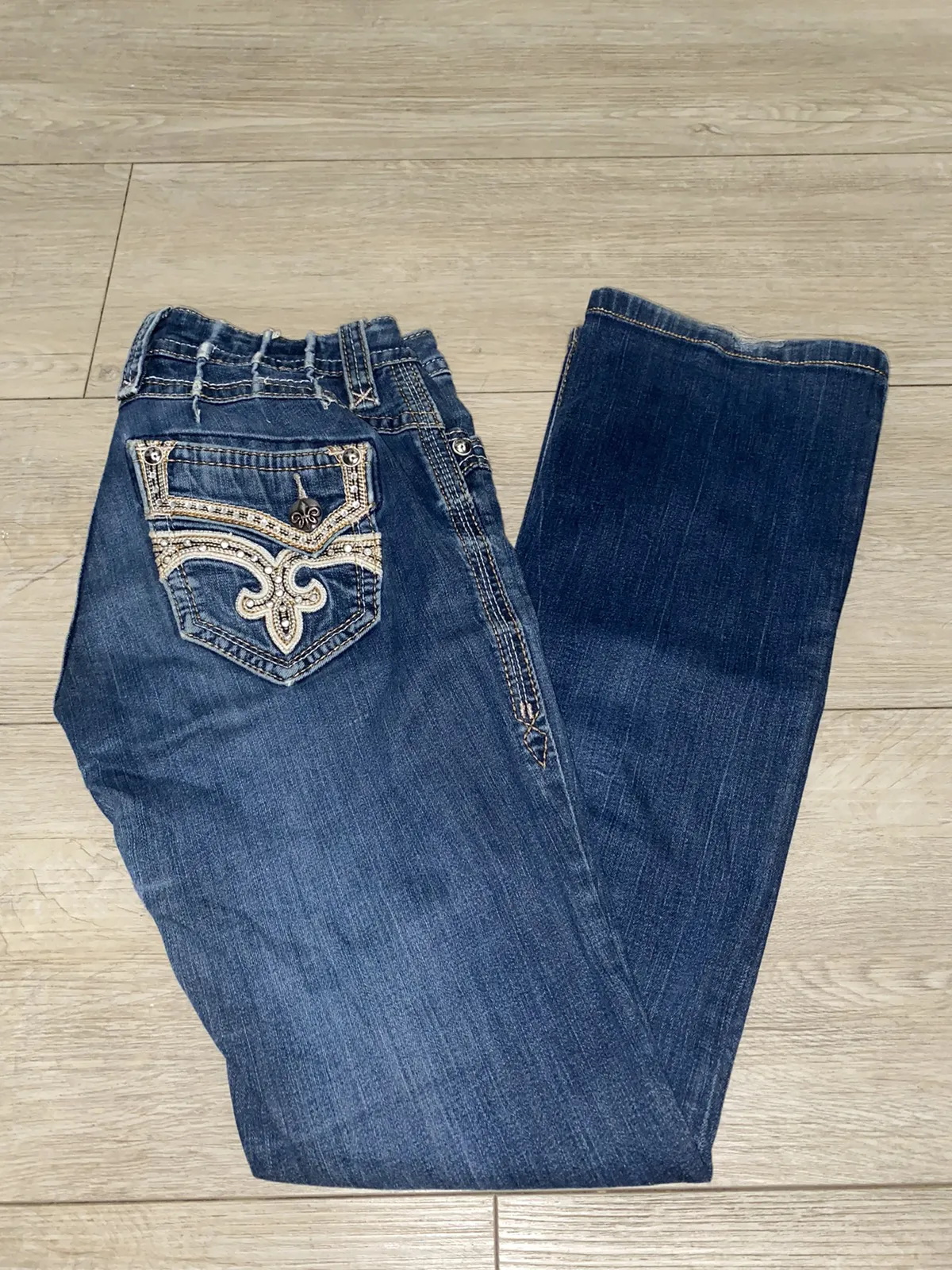 Vintage Y2K Rock Revival Raven Boot Cut Jeans