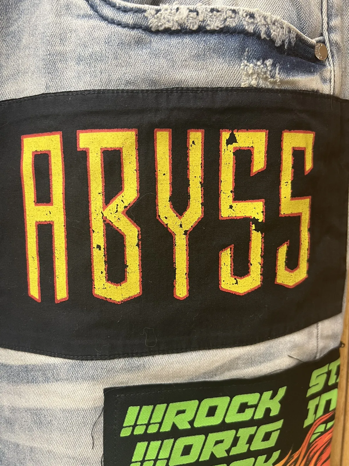 Rockstar Abyss Fiend Custom Patch Work Jeans