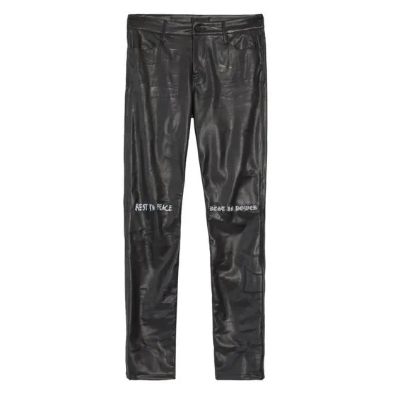 $315 NWT RtA RIP EMBROIDERED FAUX LEATHER SKINNY JEANS SZ 38