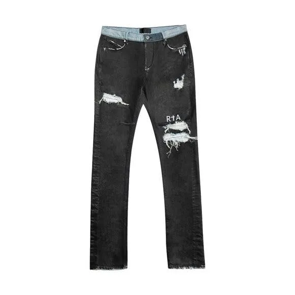 $385 NWT RtA BRYANT BLACK COATED MID RISE SKINNY JEANS SZ 31