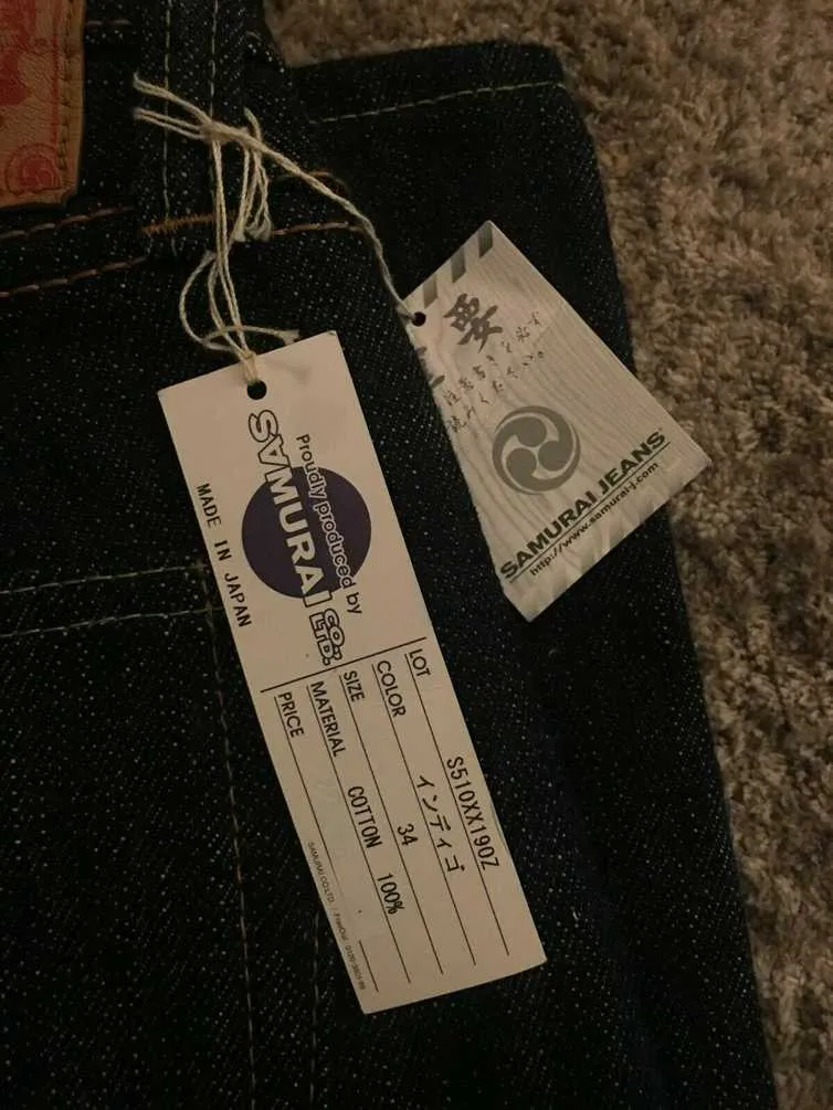 W34 L36 Pristine Deadstock Samurai S510XX Selvedge Jeans