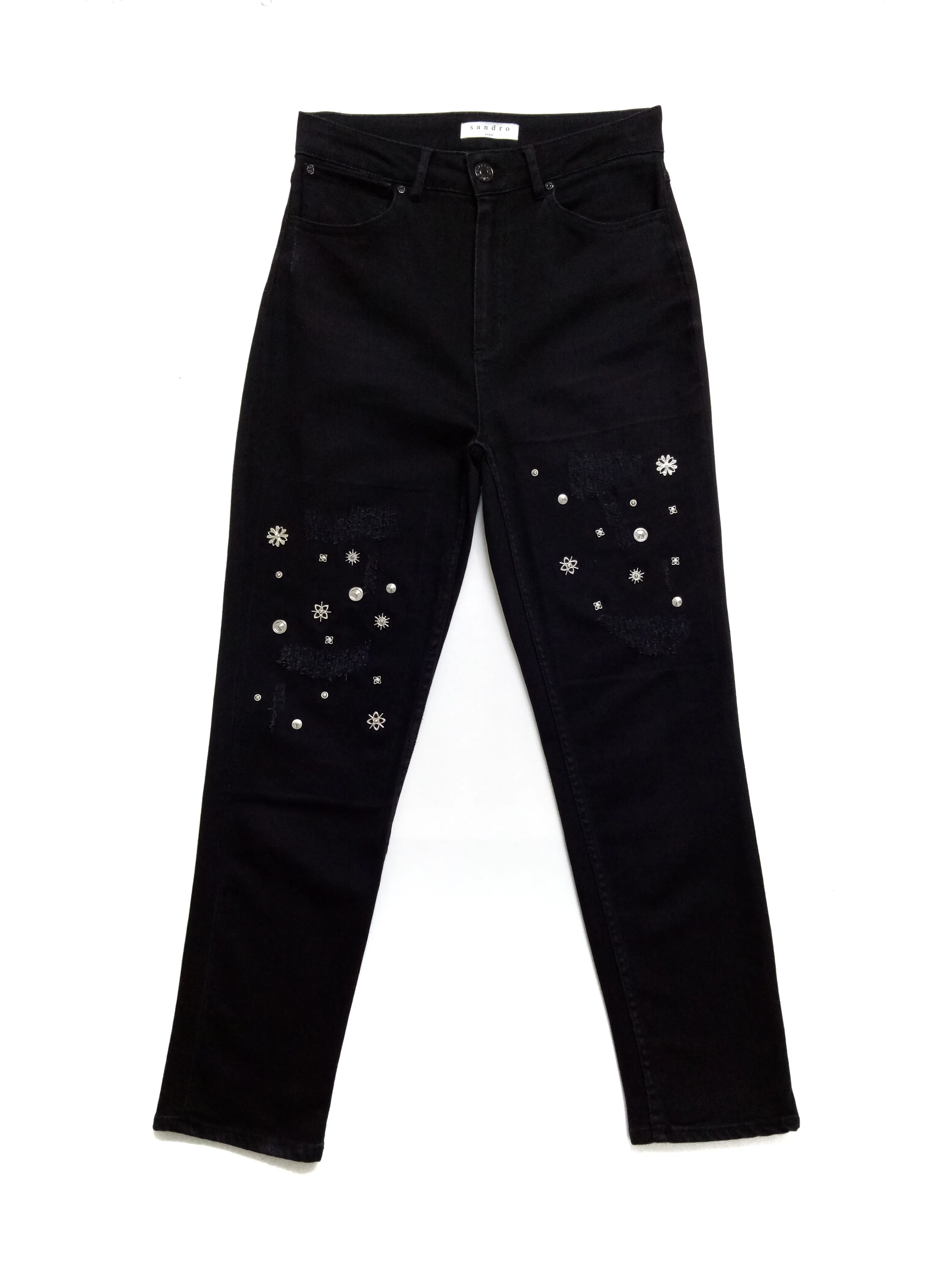 🔥🔥🔥SANDRO Paris Studded Distressed Design Jeans Rare