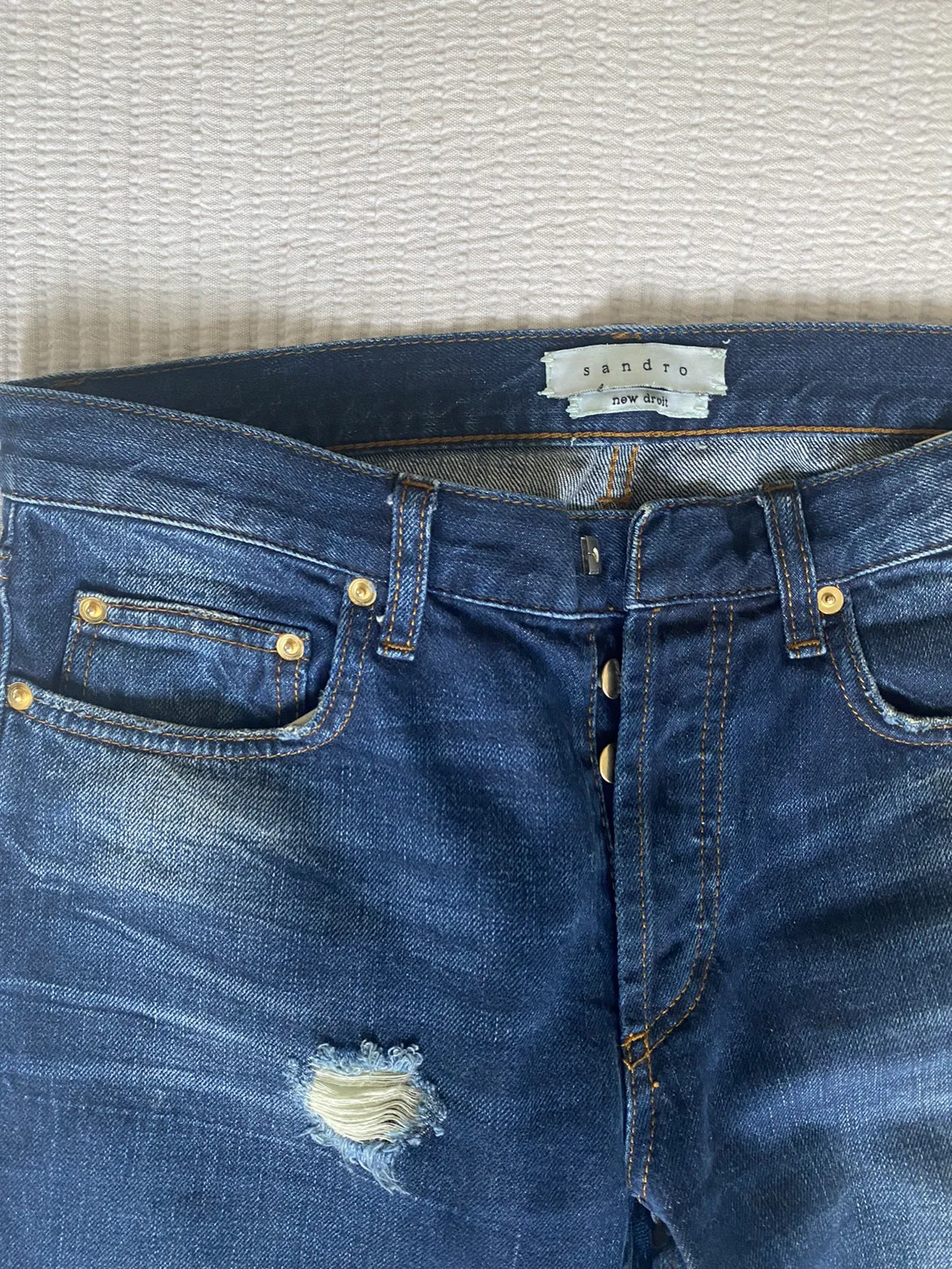 Sandro distressed dark blue jeans