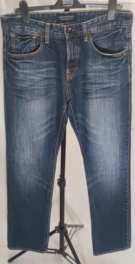 Scotch & Soda Men's Blue Jeans Size W33 L34 Amstedams Blauw