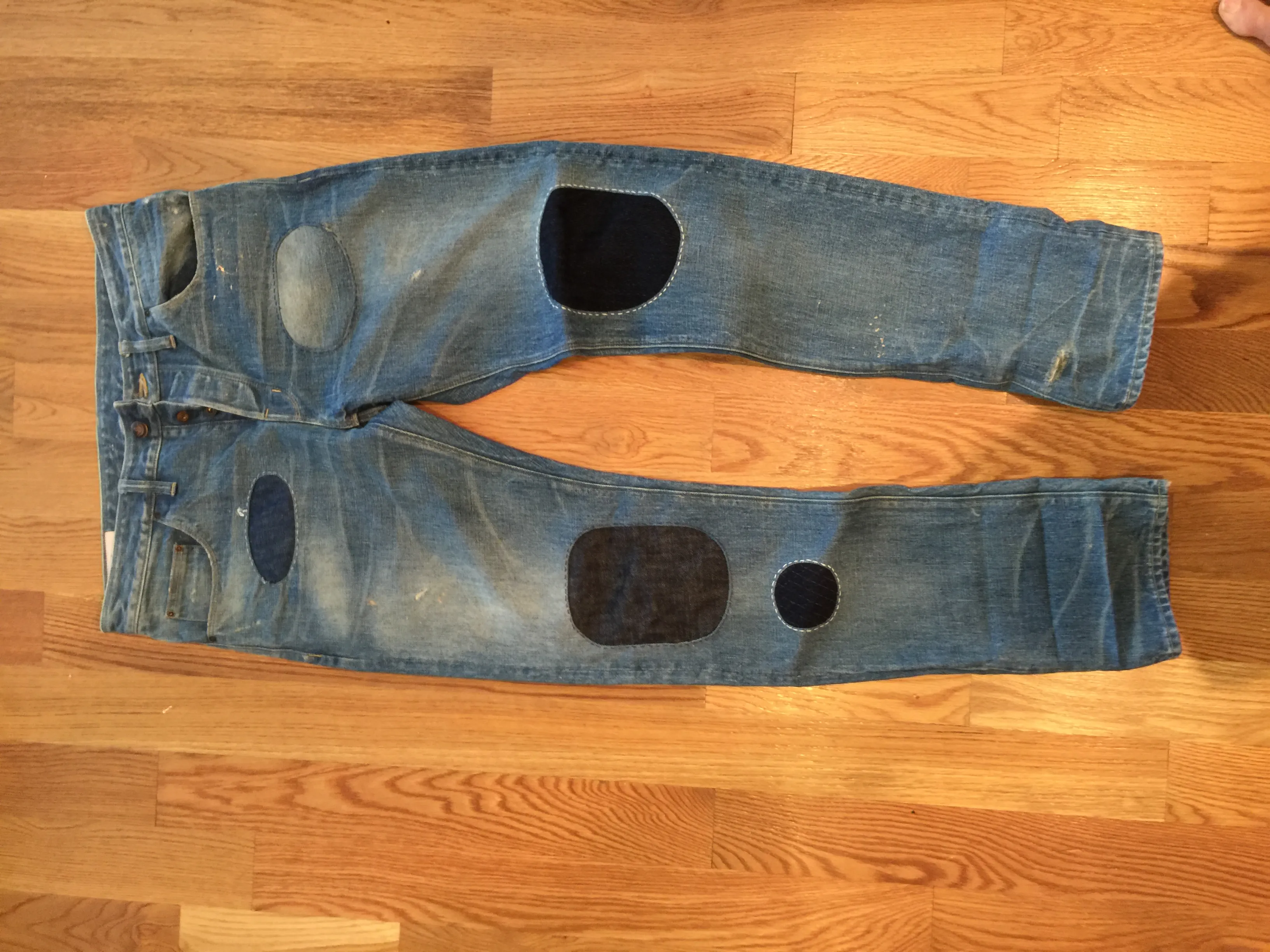 Repaired Denim Jeans